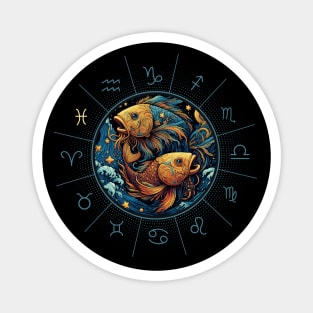 ZODIAC Pisces - Astrological PISCES - PISCES - ZODIAC sign - Van Gogh style - 3 Magnet